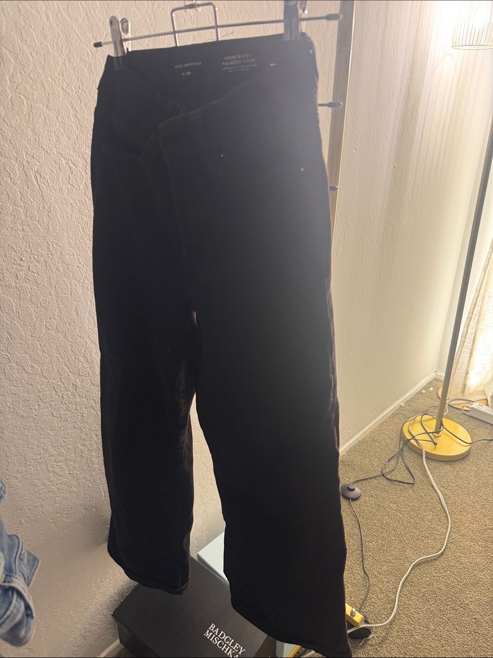 Good American good waist palazzo crop jeans “black” but seem to be a tint brown